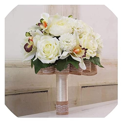 Product: CTXDLK Handmade Romantic Wedding Bouquet, Bridal Bouquet Artificial 3Pc Set Silk Wedding Bouquet Artificial Hydrangea Iris Rose Wedding Flowers, Bridal Holding Bouquets