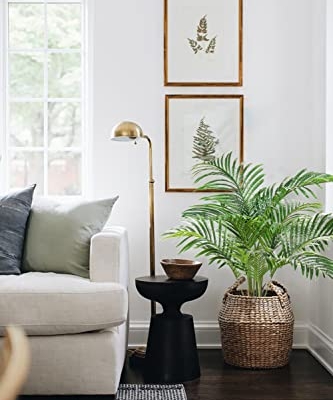 Product: Artificial Palm Silk Tree Plant 4ft Fake Tropical Bonsai Plants 48 Inch with Black Plastic Pot for Outdoor Indoor Home Office Decorations, 2 Pack