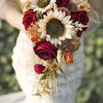 Product: Ansofi 9 Inch Vintage Sunflower Wedding Bouquets for Bride Artificial Burgundy Rose Cascading Bridal Bouquet Burnt Orange Rustic Toss Bouquet for Wedding Ceremony Party Church Decor