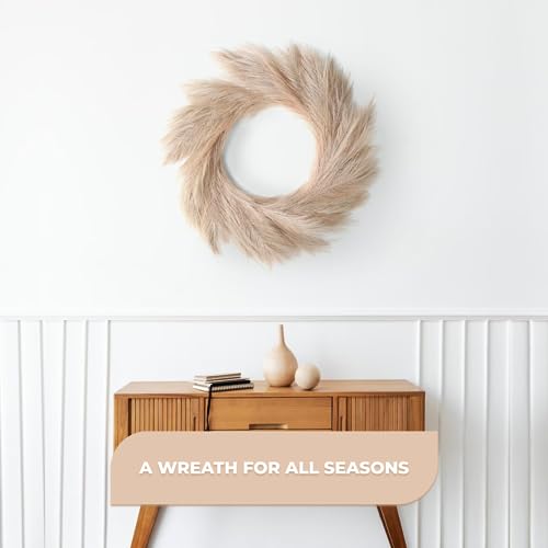 Silky Flower Store Artificial Pampas Wreath, Taupe Gray Boho Decor, Rattan Base, 34cm 3 3 Product: Pampas Wreath (Taupe Gray, 34")