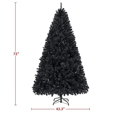 Silky Flower Store Artificial Black Christmas Tree, 6ft Holiday Decoration, Foldable Stand, 818 Tips, Indoor Outdoor Use, 6ft 10 10 Product: Topeakmart 6ft Artificial Black Christmas Tree with Foldable Stand,Xmas Tree for Holiday Decoration, Black