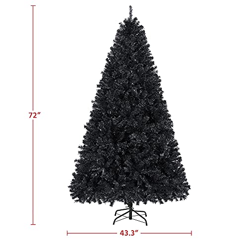Silky Flower Store Artificial Black Christmas Tree, 6ft Holiday Decoration, Foldable Stand, 818 Tips, Indoor Outdoor Use, 6ft 1 1 Product: Topeakmart 6ft Artificial Black Christmas Tree with Foldable Stand,Xmas Tree for Holiday Decoration, Black
