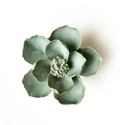 Product: CHIVE ‘Coral’ Artificial Plant — Beautiful, Decorative Ceramic Flower — Unique Tablescape Piece — Small Set of 3 (Green Lotus, Teal Lotus, Green Ranunculus)