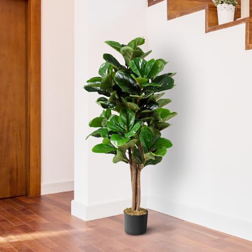 Product: Happygrill 4 FT Artificial Greenery Tree, Indoor Fake Fiddle Leaf Fig Tree Plants in Pot, Faux Ficus Lyrata Tree for Home, Office, Living Room Decoration