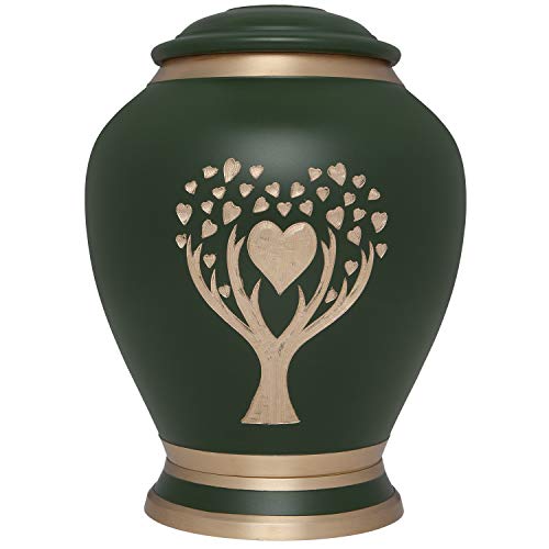 Green Cremation Urn with Tree of Life by Liliane Memorials - Urns for Human Ashes Remains - Brass - Suitable for Funeral Cemetery Burial or Niche - Large Size for Adults up to 200 lbs - Love Tree - Artificial Flower Arrangements Product: Green Cremation Urn with Tree of Life by Liliane Memorials - Urns for Human Ashes Remains - Brass - Suitable for Funeral Cemetery Burial or Niche - Large Size for Adults up to 200 lbs - Love Tree