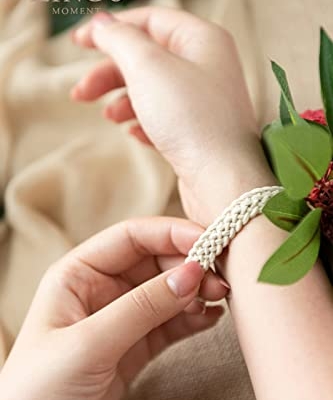 Product: Ling's Moment 6pcs Wedding Wrist Corsage Artificial Flowers, Girl/Mother Homecoming Prom Corsages Wristlet Décor, etc. Burgundy and Navy Blue