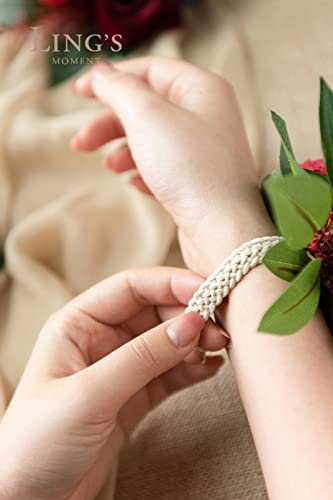 Product: Ling's Moment 6pcs Wedding Wrist Corsage Artificial Flowers, Girl/Mother Homecoming Prom Corsages Wristlet Décor, etc. Burgundy and Navy Blue