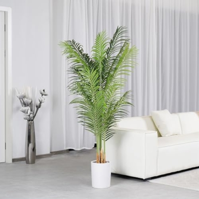 Product: ProDeco Artificial Palm Tree 6Ft Faux Silk Green Realistic Decorative Tall Fake Potted Plants Artificial for Bedroom Living Room Office Home Decor Indoor Outdoor