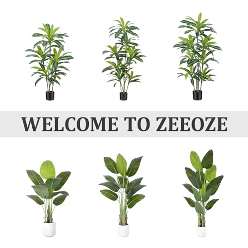 Product: ZEEOZE Dracaena Plant Artificial Tree 5Ft Tall Fake Tropical Floor Plants Potted (Real Touch) Artificial Silk Tree Leaf Faux Trees Black Tall Planter for Home Office Living Room Indoor Outdoor Decor