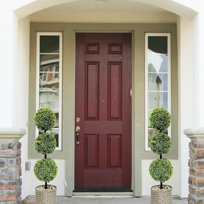 Product: ChrisXiao 3ft Artificial Triple Ball Boxwood Topiary Tree Set of 2, Artificial All Year Green Fake Plant Ball Trees, UV-Resistant Indoor/Outdoor Porch Decor with Sturdy Pot