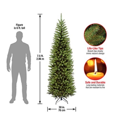 Product: National Tree Company Artificial Slim Christmas Tree, Green, Kingswood Fir, Includes Stand, 7.5 Feet