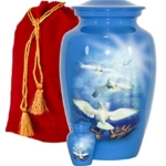 Product: THE ASCENT MEMORIAL Blue Urn for Human Ashes Adult Male Female | Large Cremation Urn | Handcrafted Funeral Small Keepsake Vial | 2 Velvet Carry Bags for Urns & Keepsakes