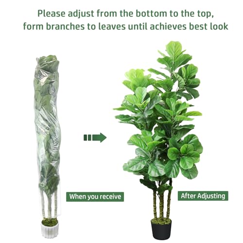 Product: ROOMTEC Artificial Fiddle Leaf Fig Tree,6 FT Tall Artificial Tree with Woven Seagrass Plant Basket Fake Floor Plant in Pot for Home Decor Living Room Indoor Outdoor Office Bedroom Decor