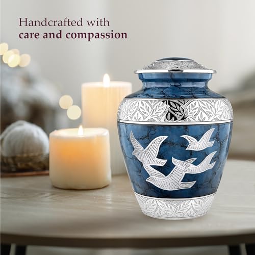 Product: Trupoint Memorials Cremation Urns for Human Ashes, Decorative Burial Urn for Adult Men & Women – Large, Blue Birds