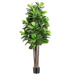 Product: Keeplush 6ft Artificial Fiddle Leaf Fig Tree with 168 Leaves 6 Tree Trunks, Large Faux Ficus Lyrata Tall Fake Tree Floor Plant in Pot for Indoor Home Living Room Office Outdoor Decor (Moss Included)