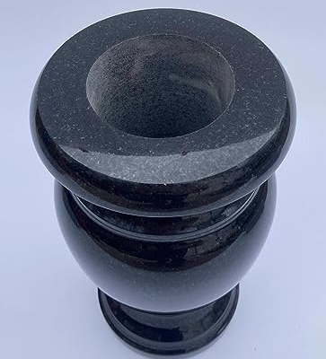 Product: Turned Round Granite Vase Black 5"x9" Shape #2