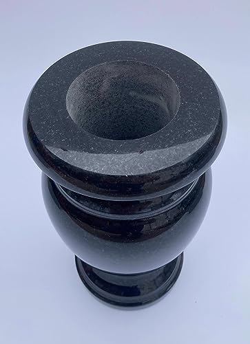 Product: Turned Round Granite Vase Black 5"x9" Shape #2