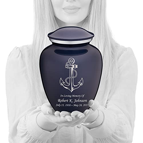 Product: Geturns Embrace Adult Personalized Anchor Cremation Urns for Human Ashes I Large Cobalt Blue Funeral Urn for Men and Women I 200 lbs
