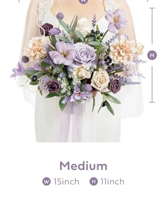 Silky Flower Store Purple Lavender Bridal Bouquet, Lilac Artificial Wedding Flowers, Free Form Bride Bouquet, 15 Inch 8 8 Product: Ling's Moment Purple Lavender Wedding Bouquets for Bride, Lilac Bridal Bouquets for Bride,15 Inch Free Form Artificial Wedding Flower Bouquet