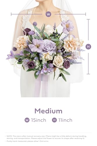 Silky Flower Store Purple Lavender Bridal Bouquet, Lilac Artificial Wedding Flowers, Free Form Bride Bouquet, 15 Inch 1 1 Product: Ling's Moment Purple Lavender Wedding Bouquets for Bride, Lilac Bridal Bouquets for Bride,15 Inch Free Form Artificial Wedding Flower Bouquet