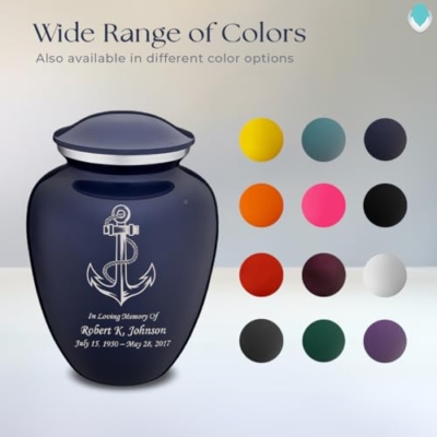 Product: Geturns Embrace Adult Personalized Anchor Cremation Urns for Human Ashes I Large Cobalt Blue Funeral Urn for Men and Women I 200 lbs