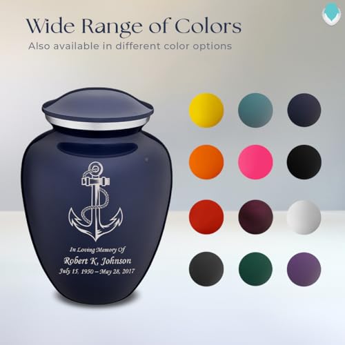 Product: Geturns Embrace Adult Personalized Anchor Cremation Urns for Human Ashes I Large Cobalt Blue Funeral Urn for Men and Women I 200 lbs