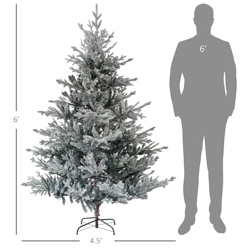 Silky Flower Store HOMCOM 6ft Nordic Pine Artificial Christmas Tree, 795 Snow Flocked Tips, Hinged Metal Stand, 53in x 71in 4 4 Product: HOMCOM 6ft Nordic Pine Artificial Christmas Tree with 795 Snow Flocked Tips, Foldable Metal Stand, Easy Assembly, Hinged Xmas Tree for Home Office Holiday