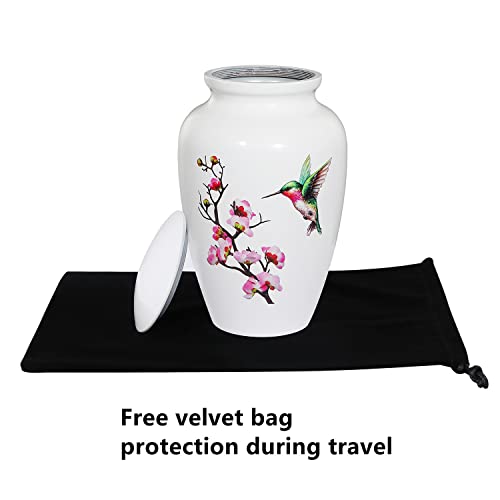 Product: ICOKEE Hummingbird Cremation Urn - Large White Decorative Urn for Adult Ashes - Up to 200 Lbs Capacity