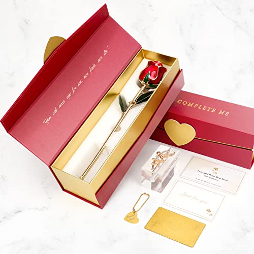 Product: 24k Gold Dipped Real Rose, for Mom, Forever 24k Rose with Crystal Stand, Best Handmade Gifts for Women Wife Mom on Valentines Birthday Anniversary Mother's Day -Red