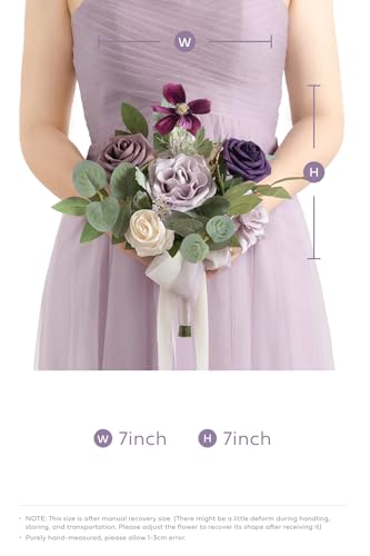 Silky Flower Store Purple Bridesmaid Bouquet Set of 6, Lavender Artificial Wedding Flowers, Silk Foam Bridal Bouquets, 7 inch 3 3 Product: Ling's Moment Artificial Flowers Purple Bridesmaid Bouquet Set of 6, Lavender Wedding Flowers Bouquets for Bridesmaids, 7 Inch Bridal Bouquets for Bridesmaids, Wedding, Ceremony, Anniversary, etc