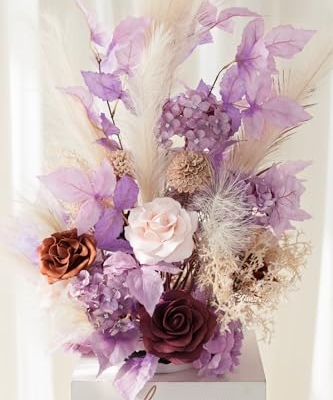 Silky Flower Store Artificial Flower Arrangements, Tall Wedding Arch Decor Lavender Aster Orange, 41in 12 12 Product: Ling's Moment 41" Tall Fall Free Standing Artificial Flowers Arrangements 2 pcs Wedding Arch Altar Stage Decorations Lavender Aster & Orange For Ceremony Reception Church Backdrop Outdoor Floral Party
