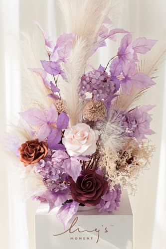 Silky Flower Store Artificial Flower Arrangements, Tall Wedding Arch Decor Lavender Aster Orange, 41in 4 4 Product: Ling's Moment 41" Tall Fall Free Standing Artificial Flowers Arrangements 2 pcs Wedding Arch Altar Stage Decorations Lavender Aster & Orange For Ceremony Reception Church Backdrop Outdoor Floral Party