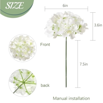Product: Auihiay 104 PCS Artificial Hydrangea Flowers, Silk Hydrangea Artificial Flowers Heads with Stems, Full Hydrangea Flowers for Wedding Centerpieces, Home Garden Party Decor (Ivory)