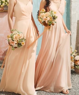 Product: Ling's Moment Artificial Flowers Apricot and Peach Bridesmaid Bouquet Set of 4, Peach Wedding Flowers Bouquets for Bridesmaids, 7 Inch Bridal Bouquets for Bridesmaids, Wedding, etc
