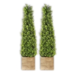 Product: 2.8ft Artificial Boxwood Topiary Tree with Wooden Pots - Perfect Outdoor Decor