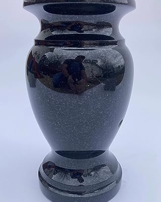 Product: Turned Round Granite Vase Black 5"x9" Shape #2
