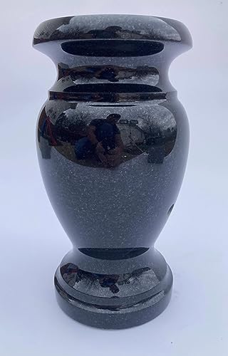 Product: Turned Round Granite Vase Black 5"x9" Shape #2