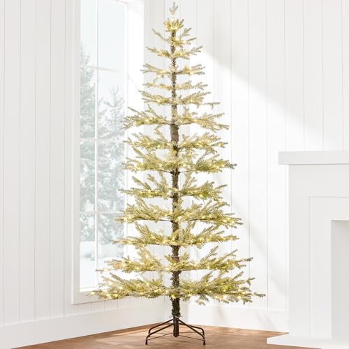 Product: Best Choice Products Pre-Lit Sparse Christmas Tree 6ft Artificial Flocked Pine Holiday Décor Aspen Noble Fir 2-in-1 White & Multicolor LED Lights