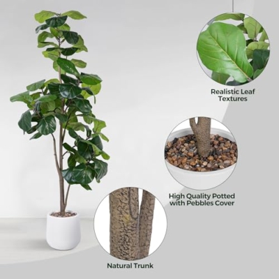 Product: Jocoevol Artificial Fiddle Leaf Tree, 6ft Faux Plant Fake Ficus Lyrata Trees with White Planter, Artificial Fig Trees Floor Plants for House Office Living Room Indoor Home Decor, Housewarming Gift