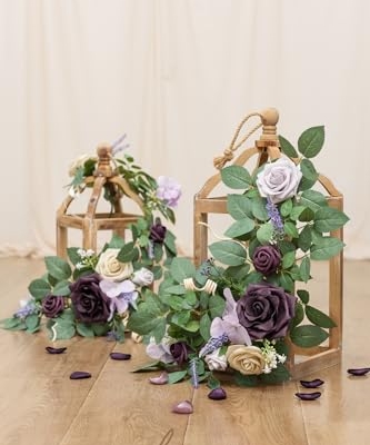 Silky Flower Store Lavender Purple Artificial Flower Garland, 6 Pack 2ft Faux Lilac Wedding Aisle Decor, 12ft 183cm 9 9 Product: Ling's Moment 6Pack 2ft Artificial Flowers Garland Lavender Purple Lantern Flower Centerpieces Lilac Wedding Aisle Decor Chair Flowers Arch Floral for Signs DIY Table Wall Window Cake Decoration