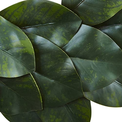 Silky Flower Store Artificial Magnolia Leaf Wreath, Faux Greenery Wall Decor, Layered Botanical Accent, 24in. 7 7 Product: Nearly Natural 24in. Artificial Magnolia Leaf Wreath
