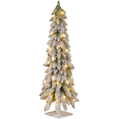 Product: National Tree Company Pre-Lit Artificial Christmas Tree, Snowy Downswept, Green, White Lights, Includes Stand, 4 Feet