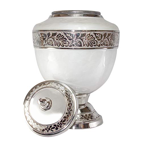 Silky Flower Store Personalized White Adult Cremation Urn for Human Ashes, Memorial Keepsake Urn, Handmade Brass, 20.5cm 3 3 Product: White Adult Funeral Cremation Urn with Keepsake, Personalized Urn for Human Ashes
