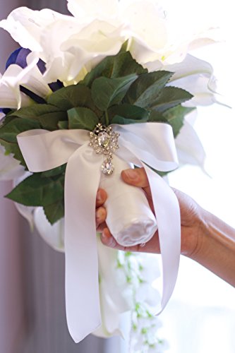 Silky Flower Store Artificial Bridal Bouquet Calla Lilies, Royal Blue Wedding Flowers, Faux Waterfall Bouquet, 37cm 5 5 Product: IFFO New Bridal Bouquet, Wedding Flowers, Calla Lilies, Artificial Flowers, Waterfalls, Water Drop Style, Collection Decorations (Royal Blue)