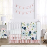 Product: Sweet Jojo Designs 4-Piece Baby Crib Bedding Set (Pink/Blue Boho Floral) for Girls, Infants/Nursery incl. Blanket, Fitted Sheet, Skirt, Diaper Stacker (Watercolor, Rose, Polka Dot, Shabby Chic, Navy)
