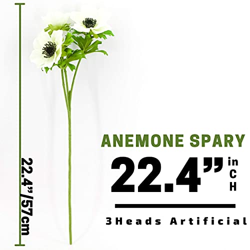 Silky Flower Store Artificial White Anemone Faux Stems, 6 Pack Artificial Flowers, UV Resistant Decorative Floral Stems 57cm 6 6 Product: Artificial Plants & Flowers 22.4" Anemone Faux Stems Blossom Tall Plant Outdoor Floral Arrangement Rustic Decoration Crafts Home Decor Holiday Wedding Parties 6Packs(Anemone White Flowers)