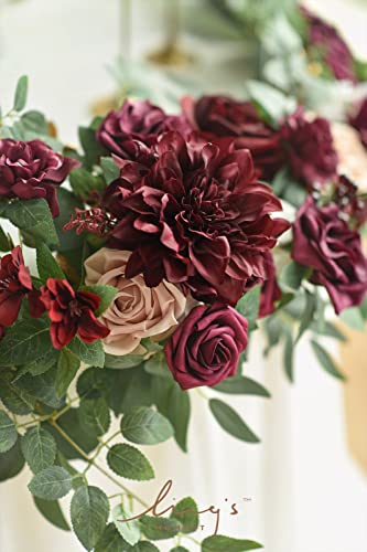 Product: Ling's Moment Flower Garland - 6FT Eucalyptus & Rose - Sweetheart Table Decor for Wedding Reception, Artificial Floral Garland for Mantle, Thanksgiving, Christmas Decoration, Marsala & Blush