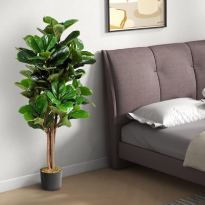 Product: Happygrill 4 FT Artificial Greenery Tree, Indoor Fake Fiddle Leaf Fig Tree Plants in Pot, Faux Ficus Lyrata Tree for Home, Office, Living Room Decoration