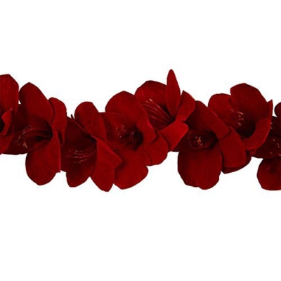 Silky Flower Store Artificial Amaryllis Silk Garland, Red Crimson Floral Mantel Decor, Nearly Natural 5ft 60H x 5W x 5D 8 8 Product: Nearly Natural 4549 5' Amaryllis Silk Garland, Red