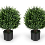 Product: Keepinno 21''T Artificial Cedar Topiary Ball Tree 2 Pack, Outdoors Artificial Shrubs Fake Plants Uv Rated Potted Plants for Outdoor, Indoor, Front Door, Office Decor.